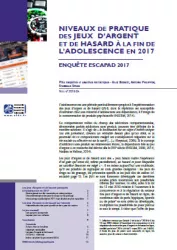 Niveaux de pratique des jeux d'argent et de hasard à la fin de l'adolescence en 2017