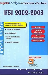 Sujets corrigés : concours d'entrée IFSI 2002-2003